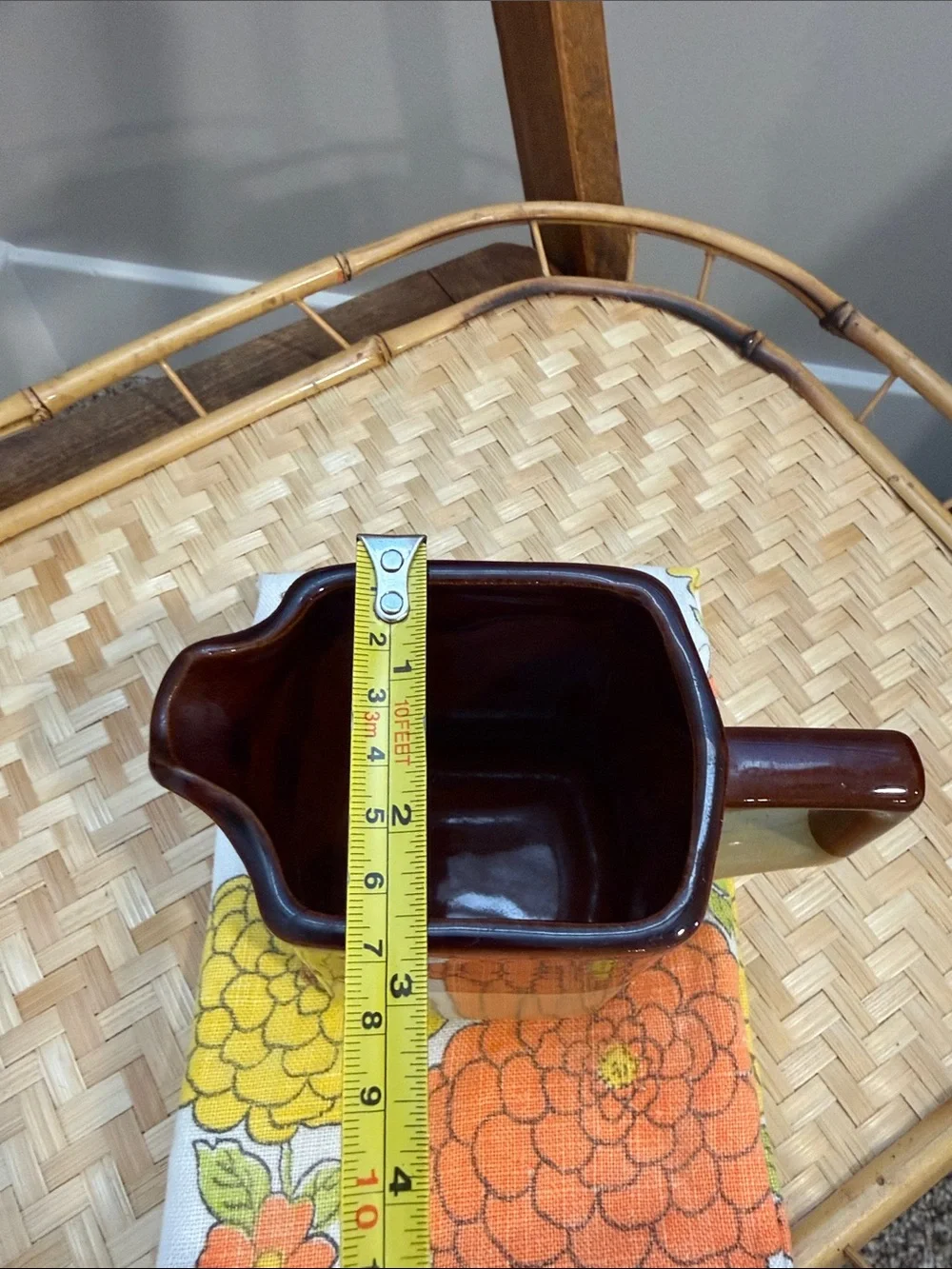 Vintage Nevco Rockingham Type Pitcher Japan Brown Tan Stoneware Utensil Holder